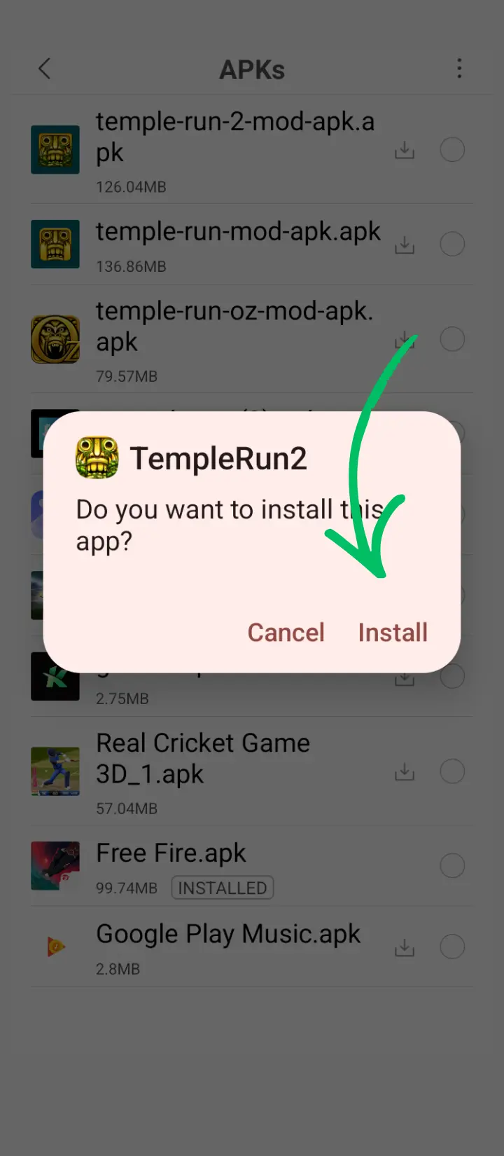 installing temple run 2 mod apk screenshot 1
