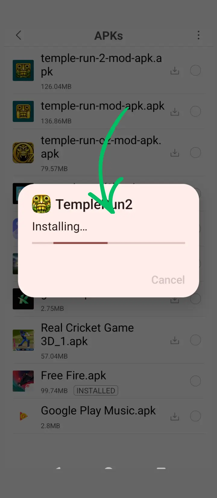 installing temple run 2 mod apk screenshot 2